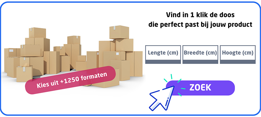 Vind in 1 klik de doos die perfect past bij jouw product